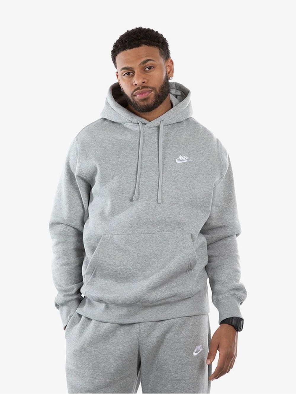 Nike Club Fleece Pullover Hoodie in Grey